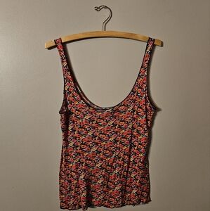 Wet Seal Vintage Floral Tank Top - pink, orange, yellow, green, blue